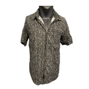 Jacks Surfboards Men’s Gray White Floral Short Sleeve Button Down Shirt Xl
